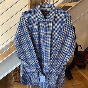 Robert Talbott. Tailored Fit. XL. Blue check.